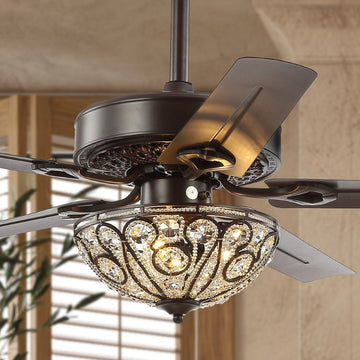 Ali 48" Wrought Iron LED Ceiling Fan With Remote - JONATHAN Y